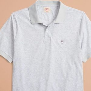 Brooks Brothers Grey Mini Stripe Polo Medium